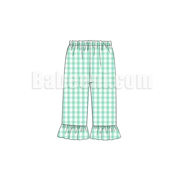 Mint windowpane plaid plain long pants for girls - BT 53